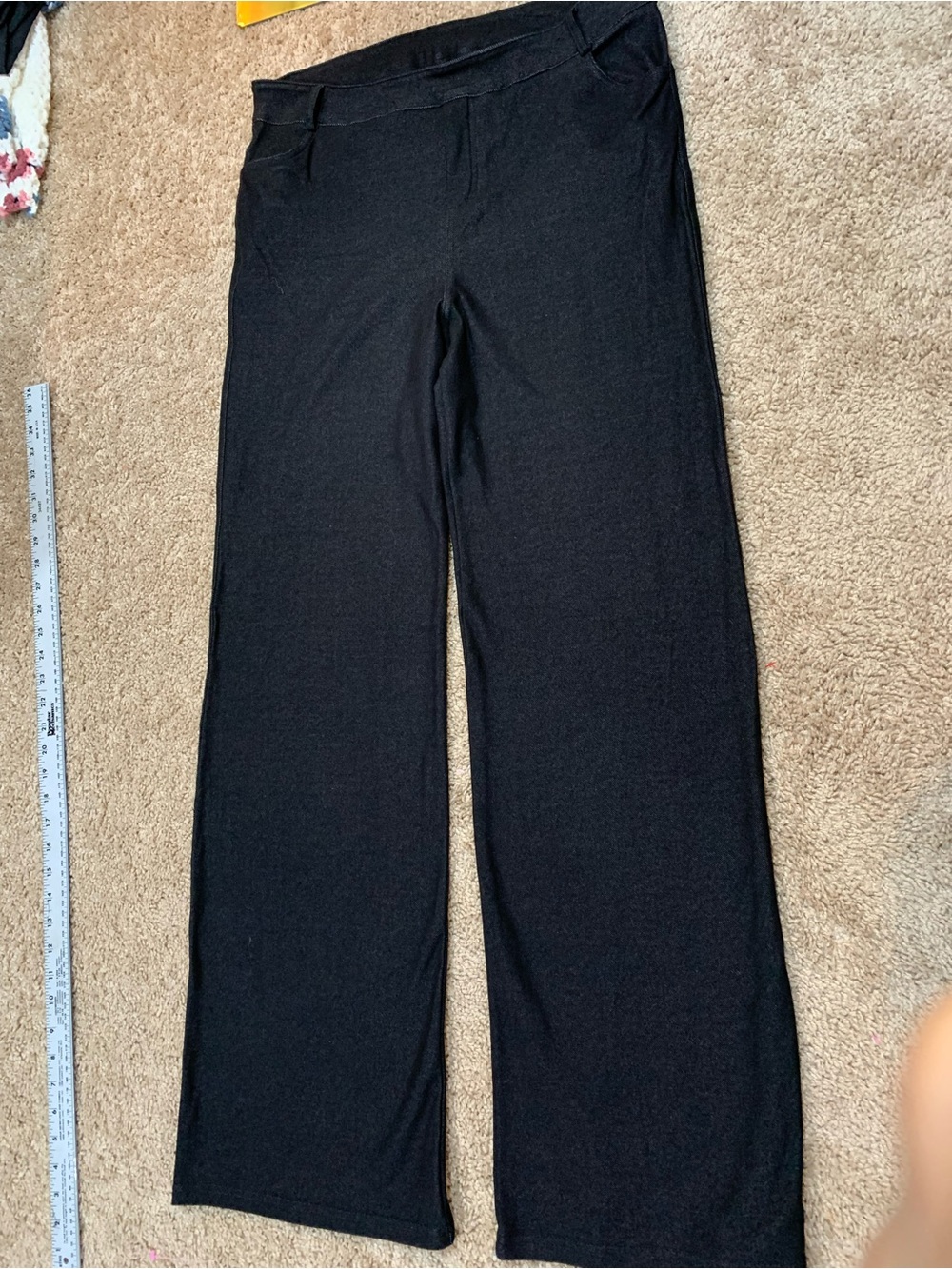 Yelete Navy Denim Wide-Leg Pull On Denim Pants. Size XL.